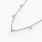 18k Solid Gold Natural Diamond Station Necklace - Alternate Angle | Riyanika Jewels