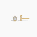 18k Solid Gold Bezel Set Natural Diamond Stud Earrings For Women - View 7 | Riyanika Jewels