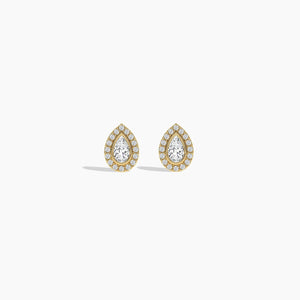 18k Solid Gold Bezel Set Natural Diamond Stud Earrings For Women