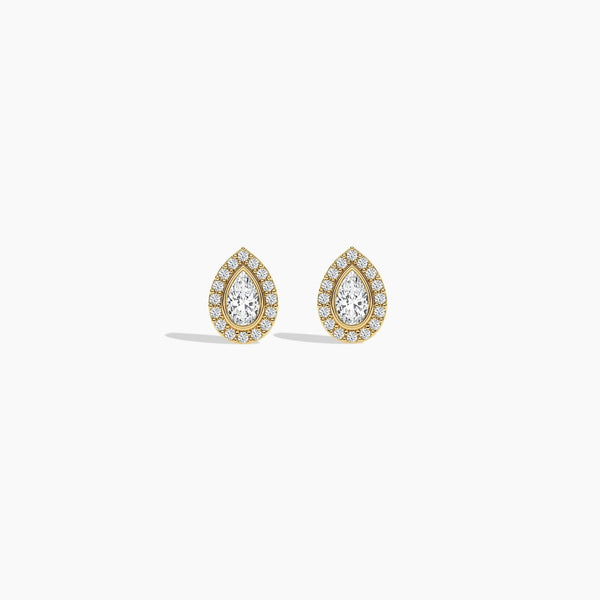 14K Natural Diamond Bezel Stud Earrings