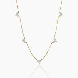 18k Solid Gold Natural Diamond Station Necklace