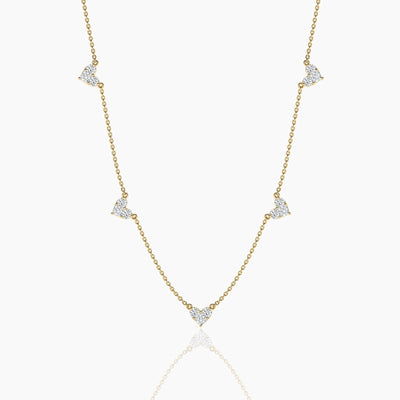 14K Solid Gold Lab Grown Diamond Station Necklace