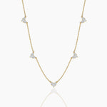 18k Solid Gold Natural Diamond Station Necklace