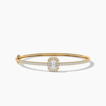 18k Solid Gold Halo Natural Diamond Bangle Bracelet