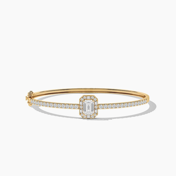 14K Natural Diamond Halo Bangle