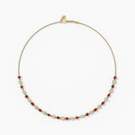 18k Solid Gold Natural Diamond Tennis Necklace in Bezel Set - Detail | Riyanika Jewels