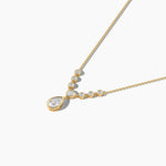 14K Solid Gold Natural Diamond Drop Necklace