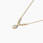 18k Solid Gold Natural Diamond Drop Necklace - Close Up | Riyanika Jewels