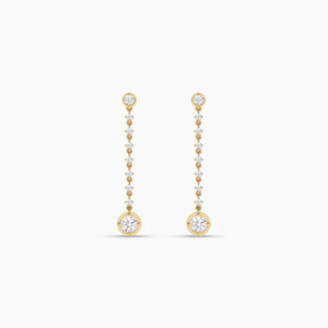 18k Solid Gold Round Natural Diamond Drop Earrings | Riyanika Jewels