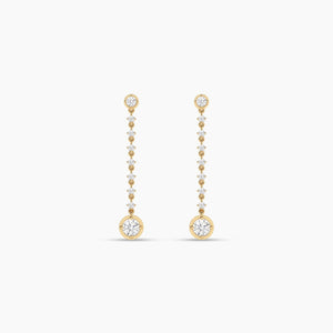 14K Natural Diamond Round Cut Drop Earrings