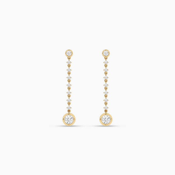 14K Natural Diamond Round Cut Drop Earrings