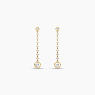 14K Natural Diamond Round Cut Drop Earrings