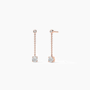 18k Solid Gold Natural Diamond Dangle Drop Earrings