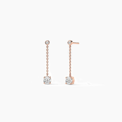 14K Solid Gold Natural Diamond Dangle Drop Earrings