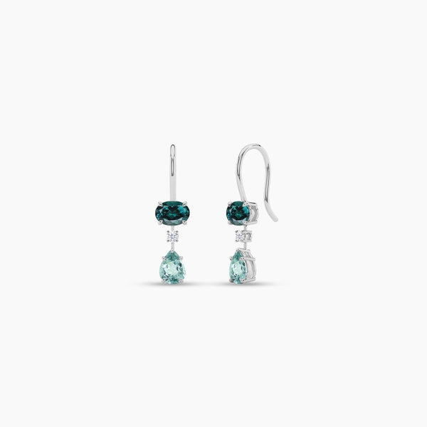14K Solid Gold Multi-shape Natural Diamond Huggie Earrings