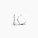 14K Natural Diamond Oval Cut Hoop Earrings
