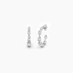 14K Natural Diamond Oval Cut Hoop Earrings