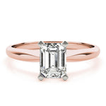 18K Solid Gold 1 CT Emerald-Cut Lab Grown Diamond Solitaire Engagement Ring - View 7 | Riyanika Jewels
