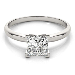 14K 1ct Natural Diamond Princess Cut Solitaire Engagement Ring
