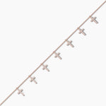 18k Solid Gold Natural Diamond Round Shape Chain Bracelets | Diamond Cross Station Bracelets - View 6 | Riyanika Jewels