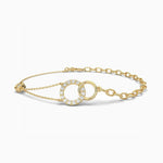 14K Solid Gold Natural Diamond Circle Stone Bracelet