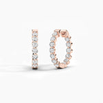 14K Natural Diamond Round Cut Huggie Hoop Earrings
