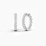 14K Natural Diamond Round Cut Huggie Hoop Earrings