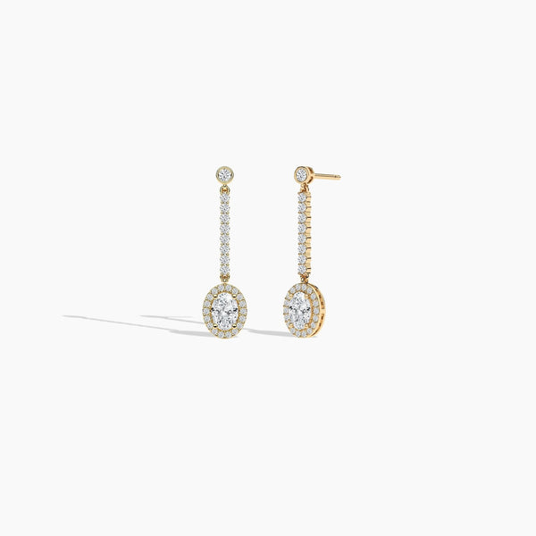 18k Solid Gold Natural Diamond Halo Earring - Side View | Riyanika Jewels