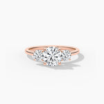 18K Solid Gold Three Stone Natural Diamond Engagement Ring - View 8 | Riyanika Jewels