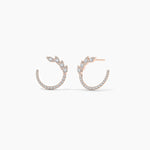 14k Solid Gold Round Natural Diamond Hoop Earring - Alternate Angle | Riyanika Jewels