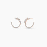 14K Natural Diamond Round Cut Hoop Earrings