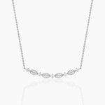 18k Solid Gold Natural Diamond Art Deco Necklace | Curved Bar Necklace - Side View | Riyanika Jewels