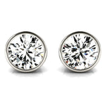 18K Solid Gold Natural Diamond Bezel Set Round Stud Earrings