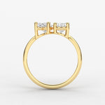 18k Solid Gold Toi et Moi Oval and Heart Cut Natural Diamond Ring - View 6 | Riyanika Jewels