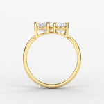 14K Natural Diamond Oval Cut Toi et Moi Ring