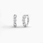 14K Solid Gold Multi-shape Natural Diamond Huggie Earrings