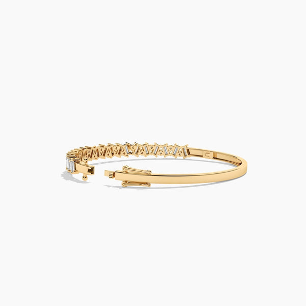 14K Solid Gold Natural Diamond Bangle Bracelet For Women