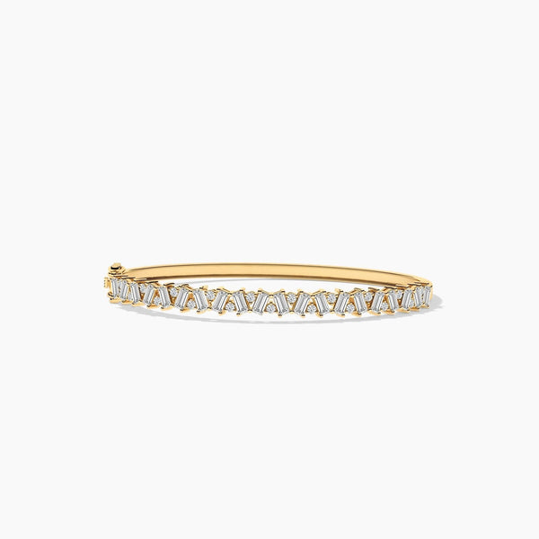 14K Solid Gold Natural Diamond Bangle Bracelet For Women