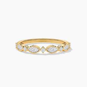 18k Solid Gold Marquise and Round Cut Natural Diamond Band | Stackable Half Eternity Band | Riyanika Jewels
