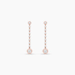 14K Natural Diamond Round Cut Drop Earrings