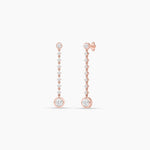 18k Solid Gold Round Natural Diamond Drop Earrings - Detail | Riyanika Jewels