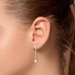 14K Natural Diamond Round Cut Drop Earrings