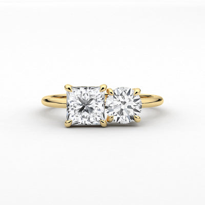 18k Solid Gold Toi Et Moi Lab Grown Diamond Engagement Ring | Riyanika Jewels