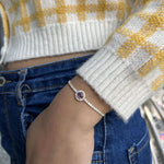 18k Solid Gold Round Natural Diamond Pink Sapphire Bracelet | Riyanika Jewels