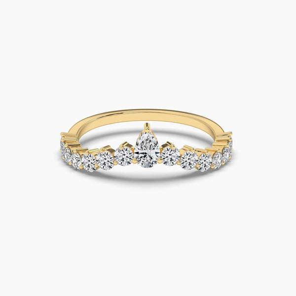 14K Solid Gold Lab Grown Diamond Curved Wedding Band