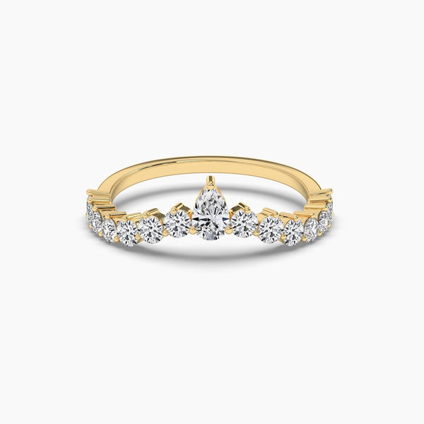 18K Solid Gold Lab Grown Diamond Curved Wedding Band