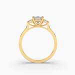 18k Solid Gold 1ct Three Stone Lab Grown Diamond Engagement Ring - Alternate Angle | Riyanika Jewels
