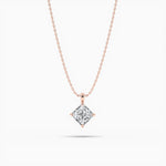 18k Solid Gold Natural Diamond Minimalist Solitaire Pendant Necklace - Detail | Riyanika Jewels
