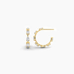 14K Natural Diamond Oval Cut Hoop Earrings