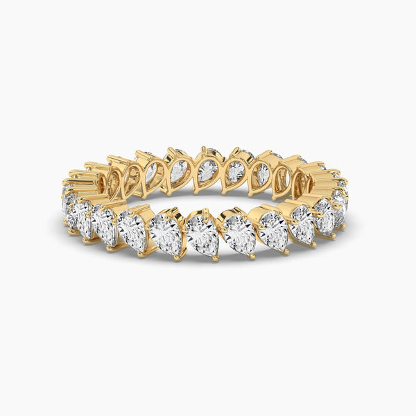 18k Solid gold Natual Diamond Pear Cut Full Eternity Stacking Band Ring | Riyanika Jewels